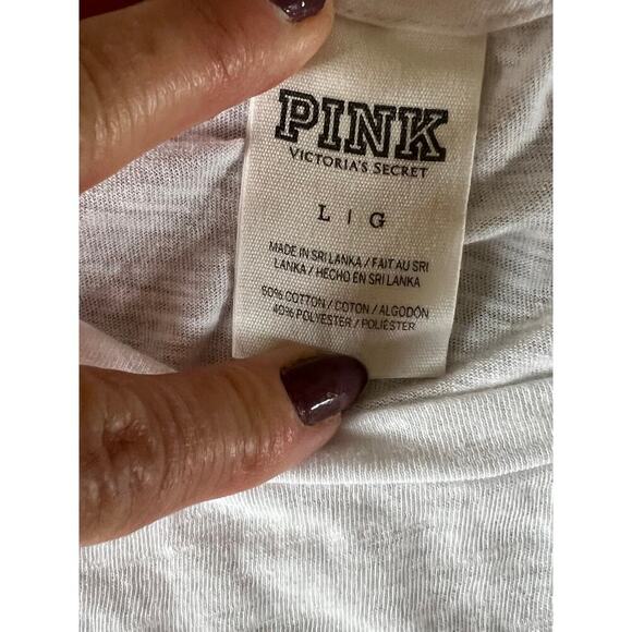 Victoria's Secret Pink tank top, white with colorful pocket, women's size L - Picture 3 of 5